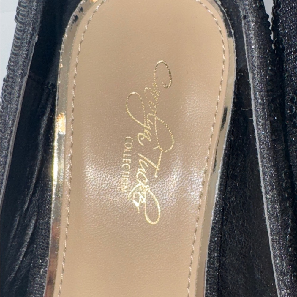Carolyn Tucker Black Rhinestone Pumps Heel Women’s 8 Wide 8W - Picture 6 of 12